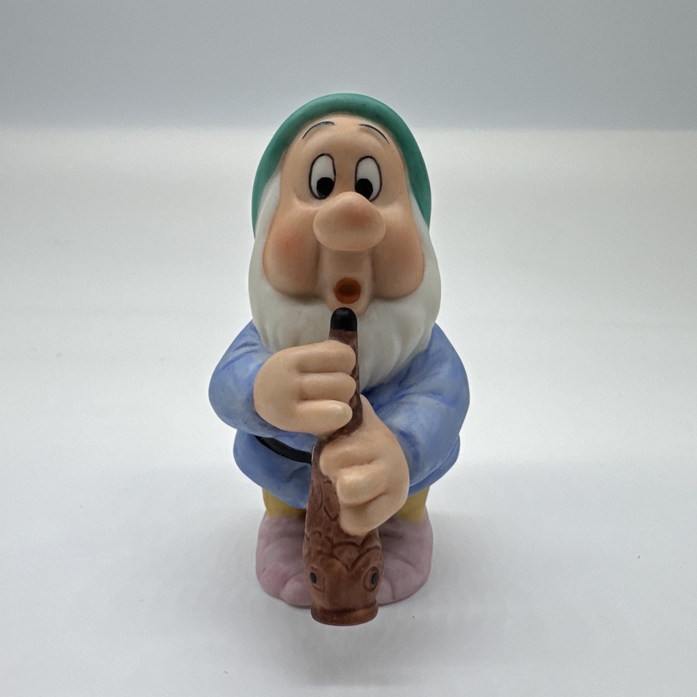 Disney Snow White Dwarf Porcelain SNEEZY Flute Figurine 3" Sri Lanka Vintage